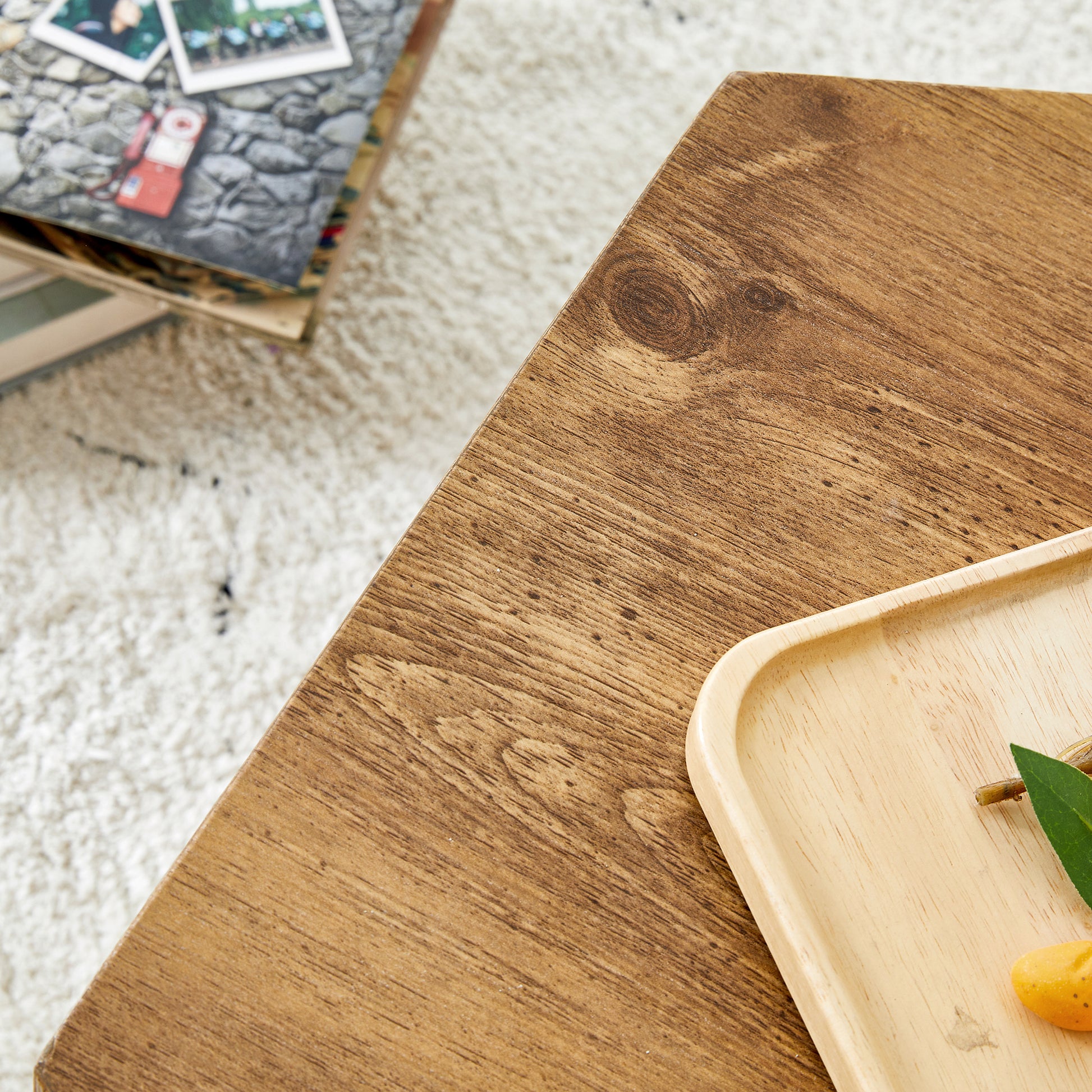 Modern Mdf Coffee Table, With Complex Texture Patterns, Style And Texture Coffee Table To Redefine Your Interior Decoration And Enhance Your Living Space, Stylish And Durable Design Wood Mdf