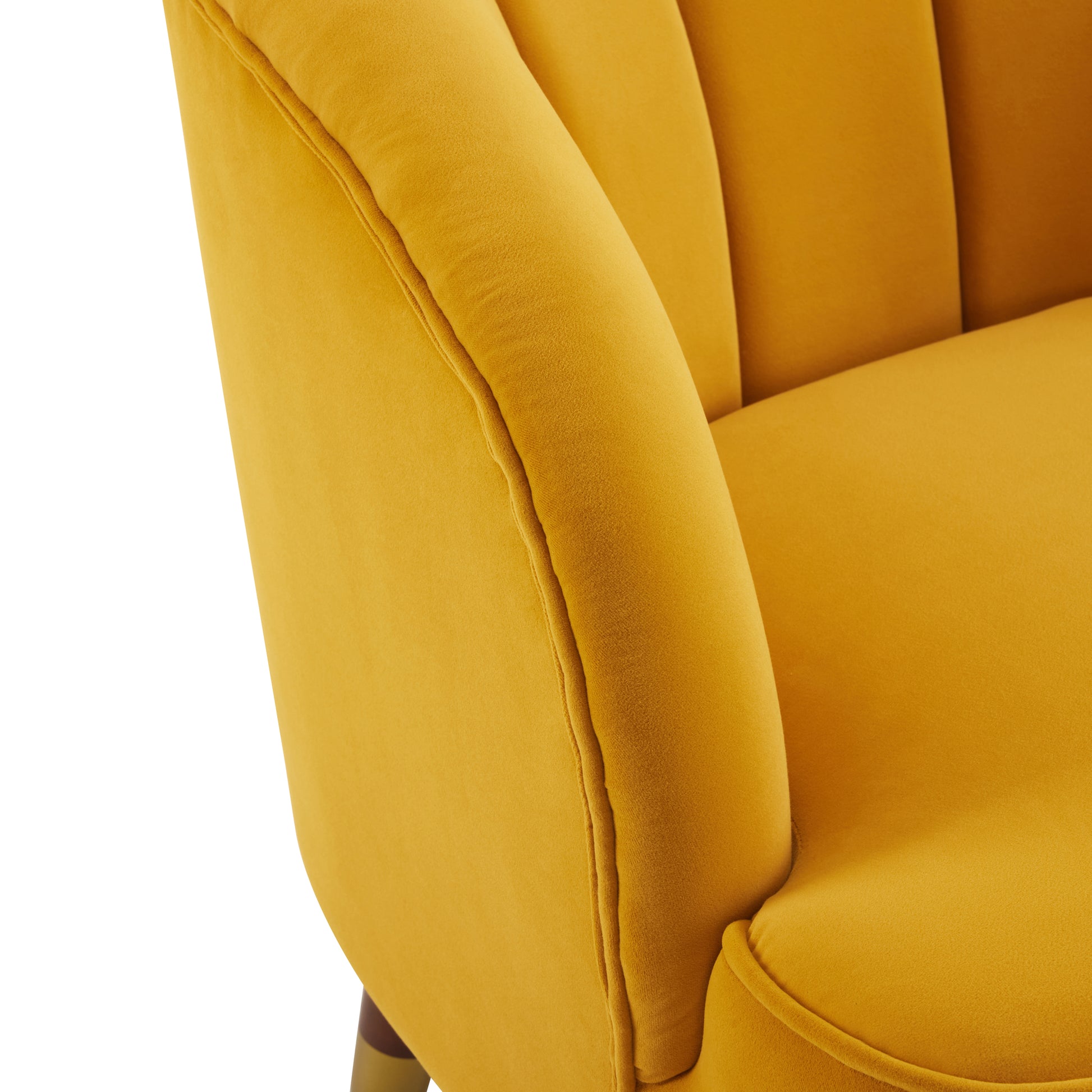 Upholstered Barrel Accent Chair With Wooden Legs Orange Rubberwood Velvet