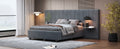 Full Size Upholstered Platform Bed With Big Headboard, Bedroom Furniture, Velvet, Gray Full Gray Plywood