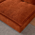 Modern Armless L Shaped Sectional Sofa Couch With Ottoman Modular Design, Durable Construction, Easy Care Upholstery For Living Room, Apartment, Office, Small Space Orange Wood Medium Soft Foam Chenille 4 Seat
