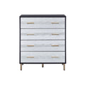 Black And Silver 4 Drawer Chest Black Gold Bedroom Wood Metal
