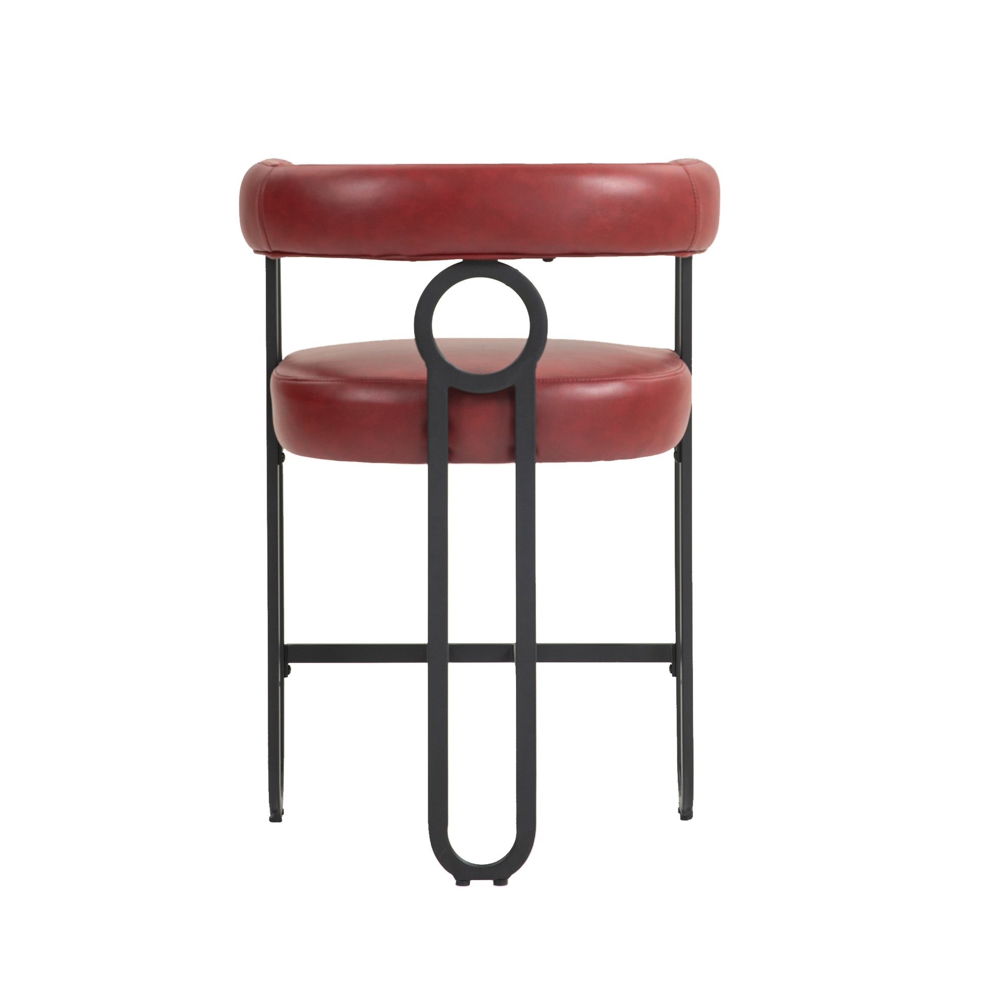 Coolmore Bar Stools Set Of 2, Modern Bar Stool With Back, Black Metal Frames, Upholstered Bar Stools For Kitchen Island, Pub, Club Wine Red Pu Wine Red Dining Room Foam Pu Leather