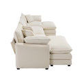 Oversized Modular Cushion Sofa With Ottomans, Comfy Upholstered U Shaped Convertible Corner Sectional Sofa Couch, Light Beige Corduroy Beige Corduroy 3 Seat