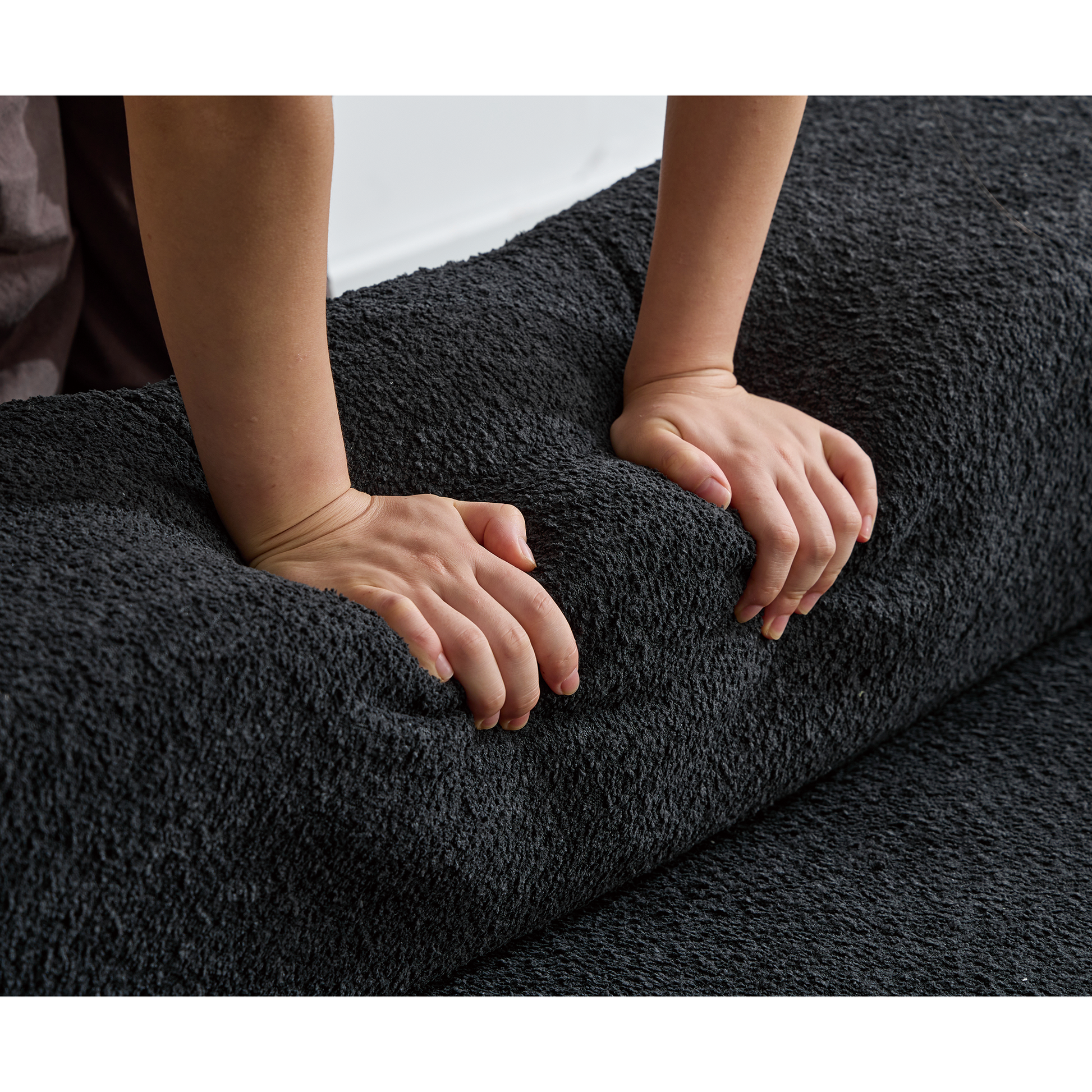 Arrived Oversized Combination Sofa,Curved Sofa,Upholstered 4 Seater Couch For Living Room, Modern Modular 3 Piece Free Combination, Semicircular Modular Sofaboucle, Black Black Polyester Primary Living Space Soft Tight Back Modern Square Arms Foam