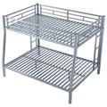 Full Xl Over Queen Metal Bunk Bed With Ladder And Guardrails, Silver Box Spring Not Required Full Xl Silver Metal Metal