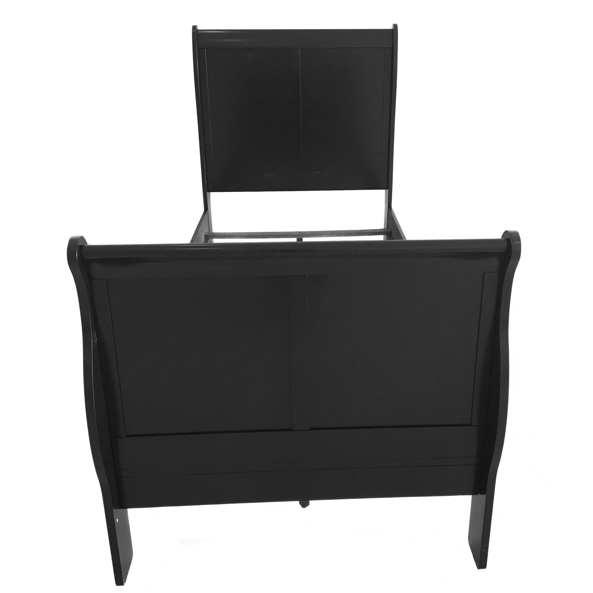 Black Full Sleigh Bed Box Spring Required Full Black Wood Traditional Wood