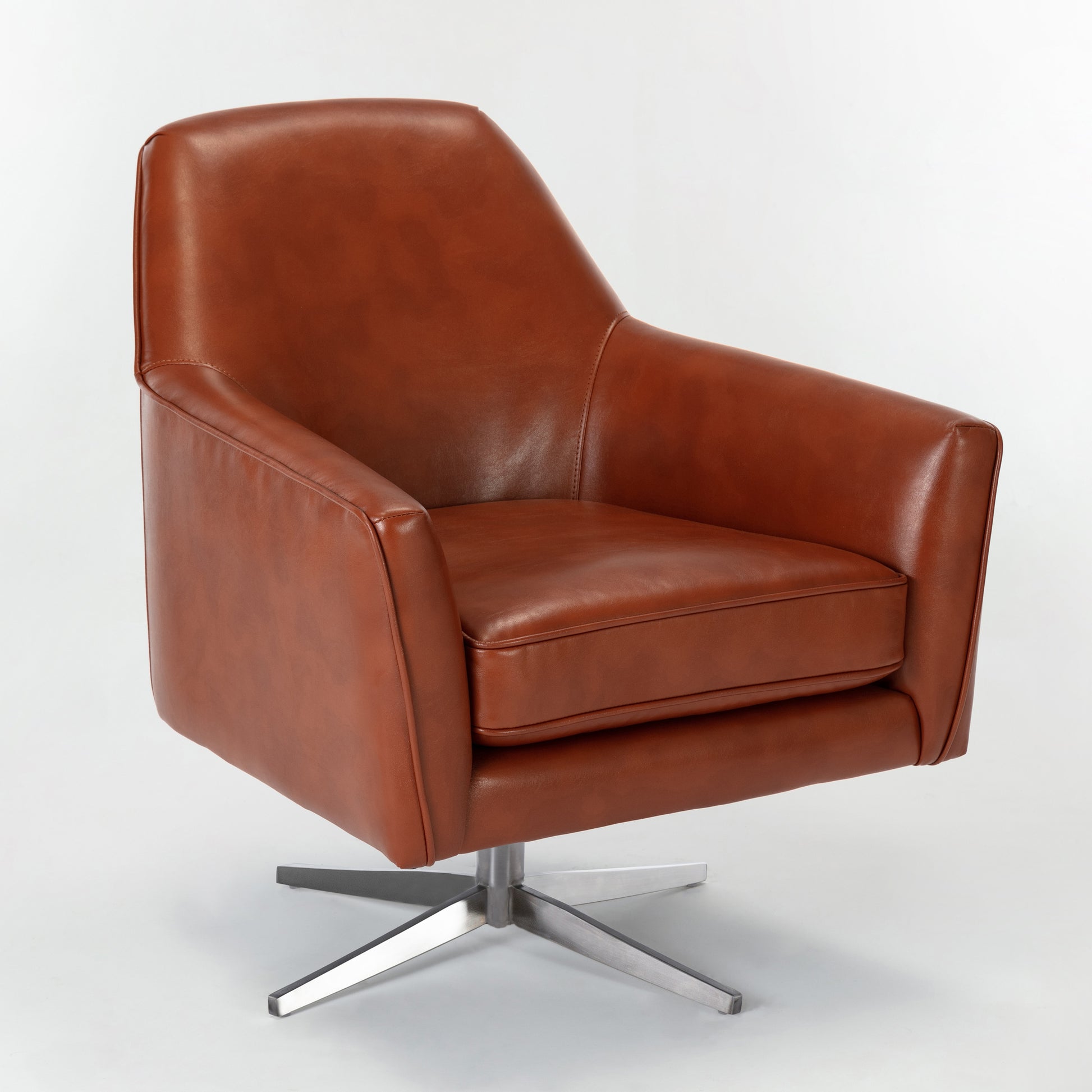 Paulina Caramel Leather Gel Swivel Armchair Caramel Foam Faux Leather