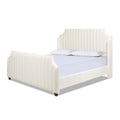 Addison King Channel Tufted Panel Bed Frame, Cloud White Performance Velvet Box Spring Required King White Wood Foam Velvet Velvet