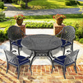 Cushions In Random Colors 5 Piece Set Of Cast Aluminum Patio Furniture With Cushions Yes Dining Set Black Seats 4 Rust Resistant Frame Water Resistant Cushion Garden & Outdoor Complete Patio Sets Aluminium