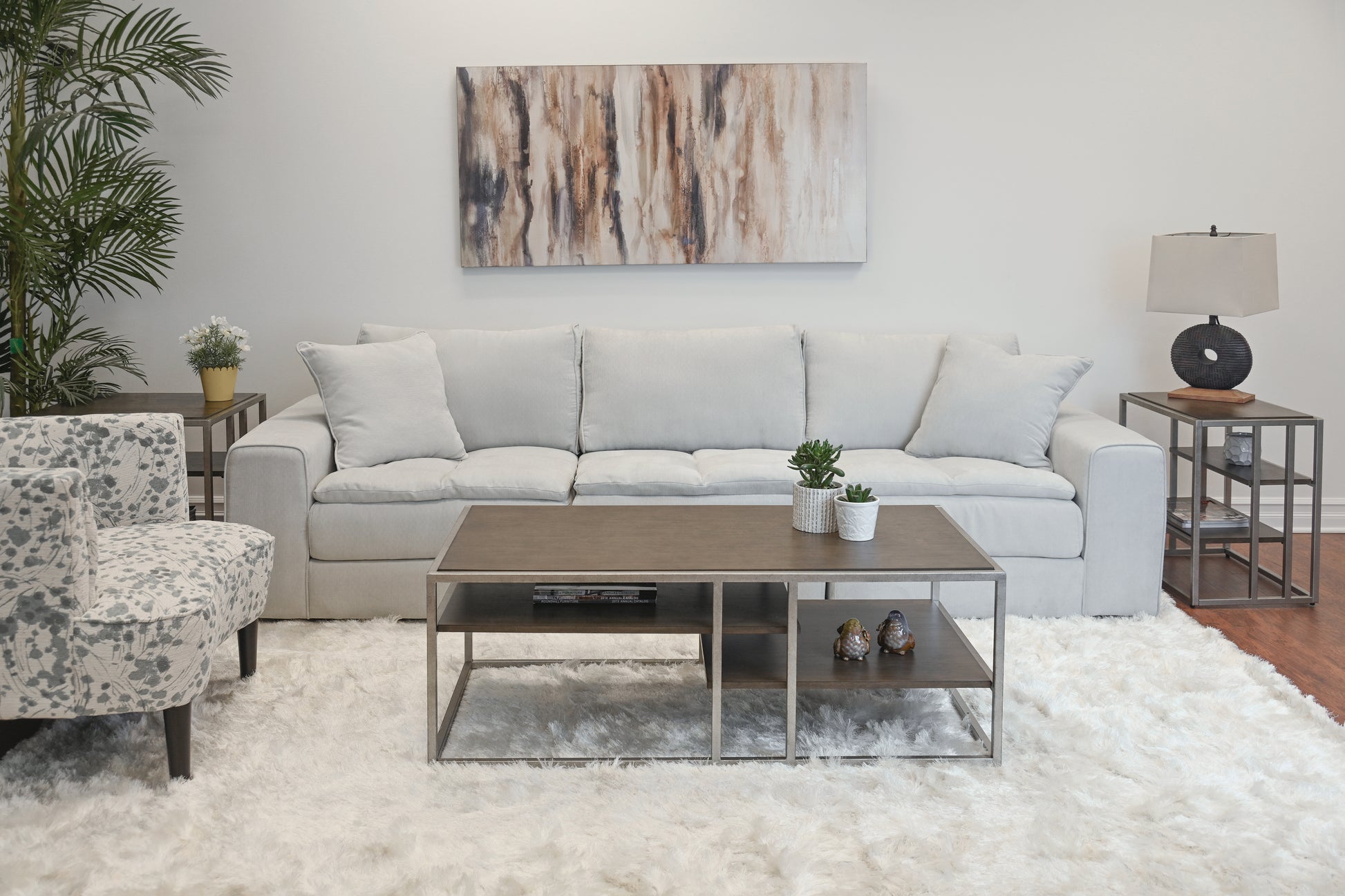 Padena 3 Piece Metal Frame Wood Living Room Coffee Table And 2 Chairside Tables Set Brown Brown Primary Living Space Rectangular Coffee & End Tables Rectangular Metal