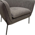 Polyester Upholstered Accent Chair With Splayed Metal Legs And Slope Armrests, Gray Grey Black Fabric Metal
