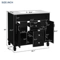 36'' Bathroom Vanity With Top Sink, Modern Bathroom Storage Cabinet With 2 Soft Closing Doors And 2 Drawers, Single Sink Bathroom Vanity Black Bathroom Modern Mdf Ceramic,Solid Wood Mdf