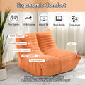 Fireside Chair, Large Bean Bag Chair For Adults, Lazy Floor Sofa For Home, Playing Bean Bag Chair, One Piece High Resillence Sponge, Flannelette Fabric, Orange Orange Soft Foam Flannelette,Foam