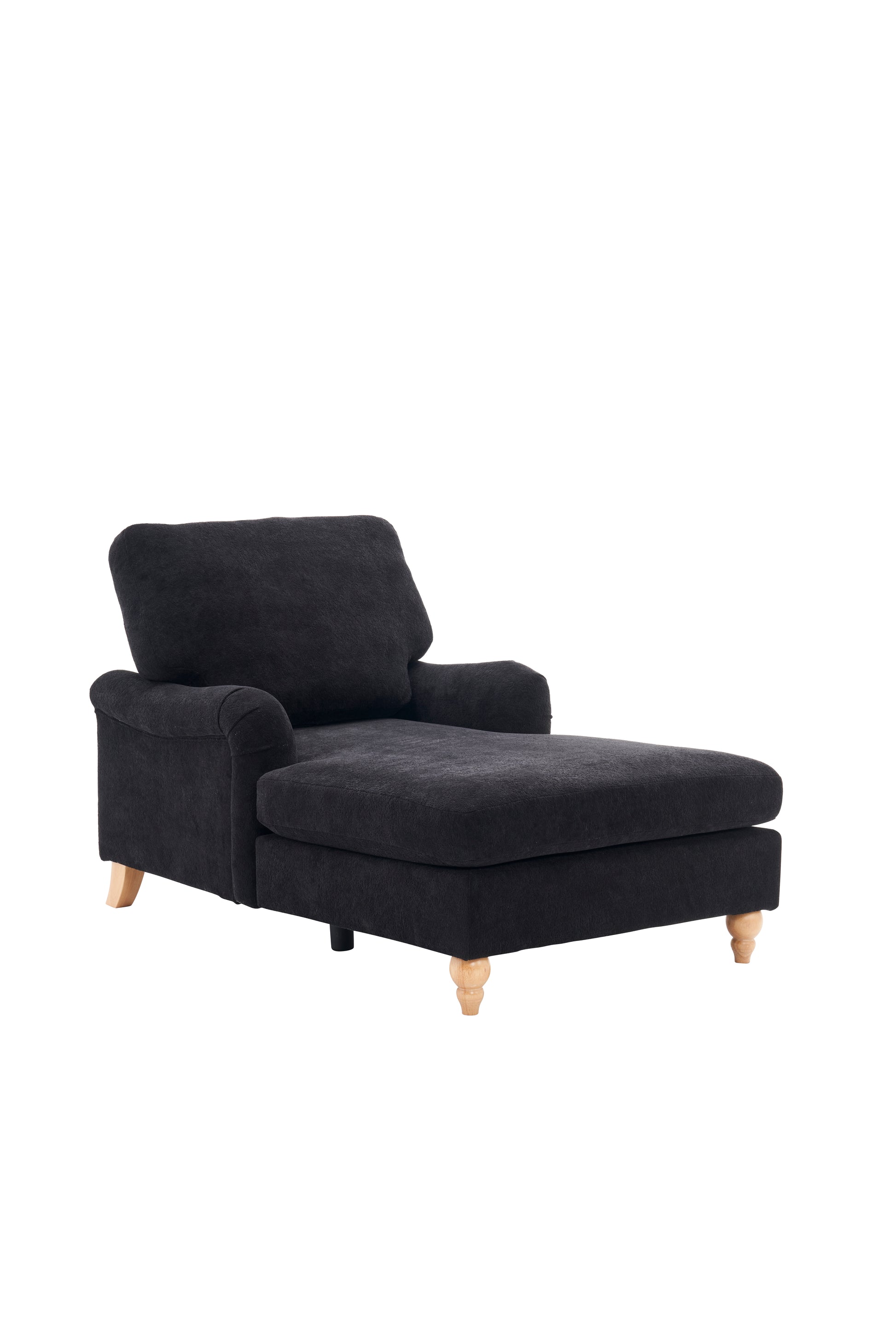 Modern Mid Century Indoor Oversized Chaise Lounger Comfort Sleeper Sofa With Soild Wood Legs Black Foam 1 Seat