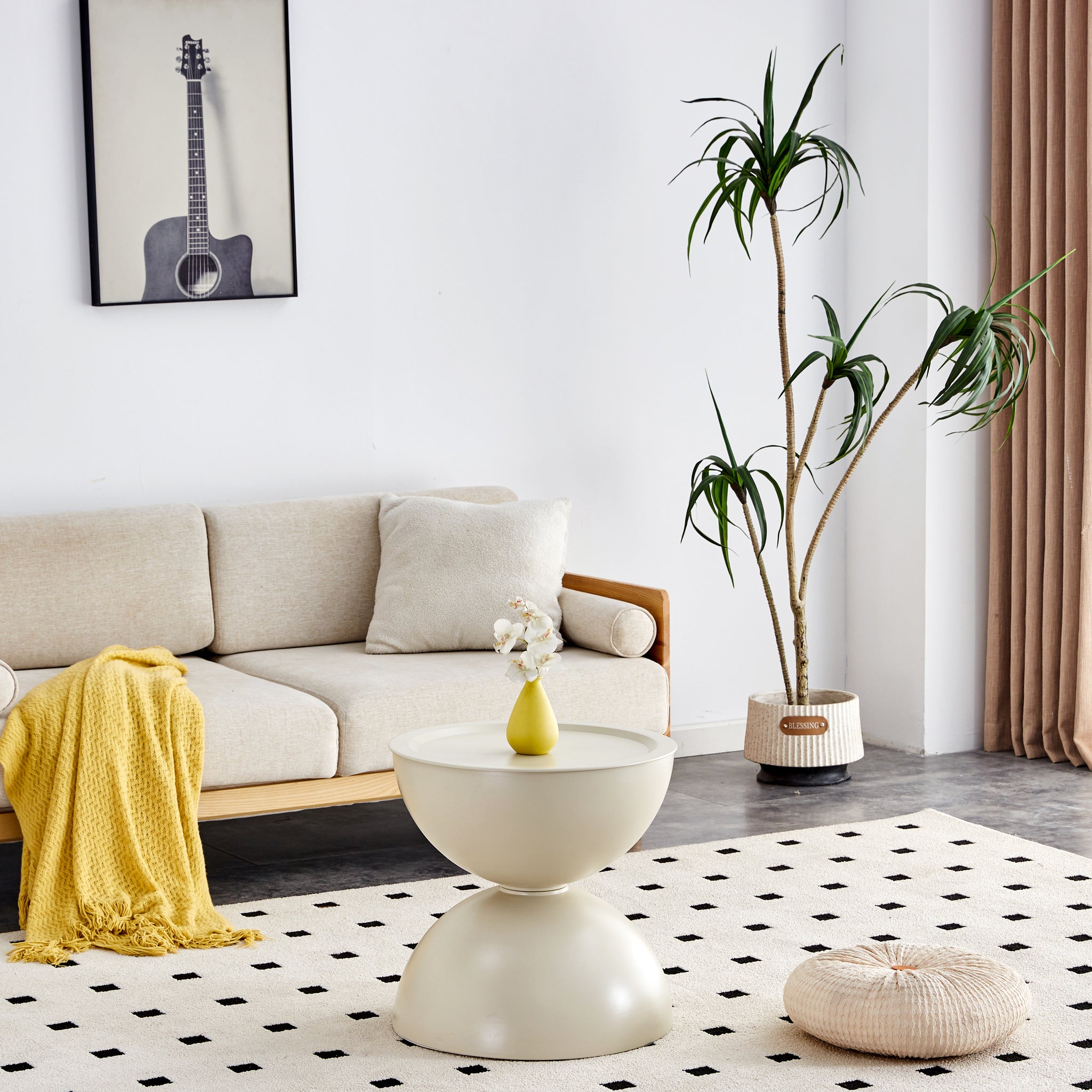 Milk White Coffee Round Tables With Storge Movable Table Top Multifunctional End Side Table Milk White Primary Living Space Casual,Cute,Modern Freestanding Round Coffee & End Tables Round Metal