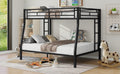 Full Xl Over Queen Metal Bunk Bed With Ladder And Guardrails, Black Box Spring Not Required Full Xl Black Metal Metal