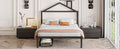 Full Size Metal Platform Bed With Two Drawers,House Shaped Headboard Design, Black Full Black Metal