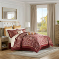 12 Piece Comforter Set With Cotton Bed Sheets Red King King Red Cotton