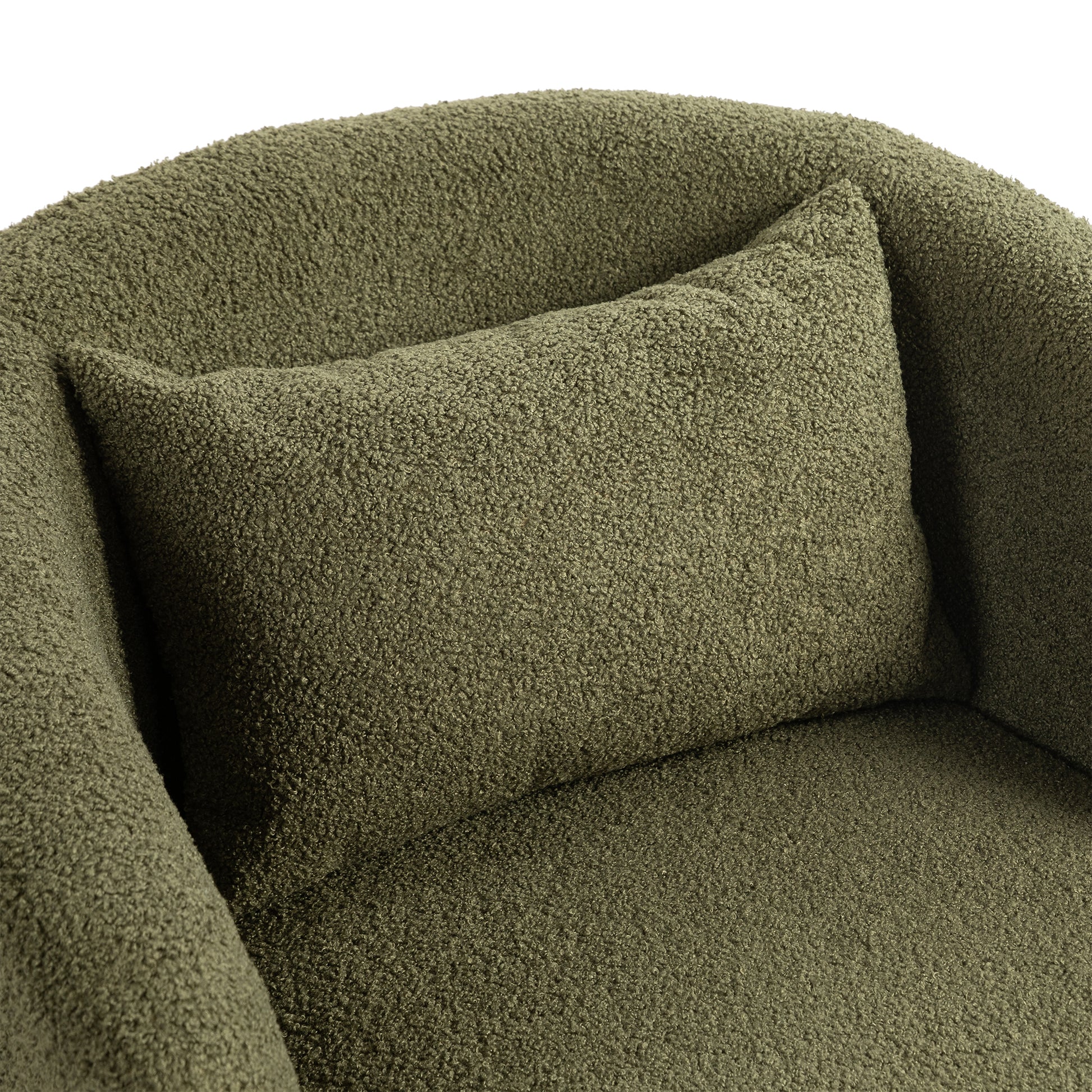 Upholstered Swivel Barrel Armchair With Storage Modern Living Room Side Chair For Bedroom Office Reading Spaces Teddy Fabric Dark Green Dark Green Foam Upholstered