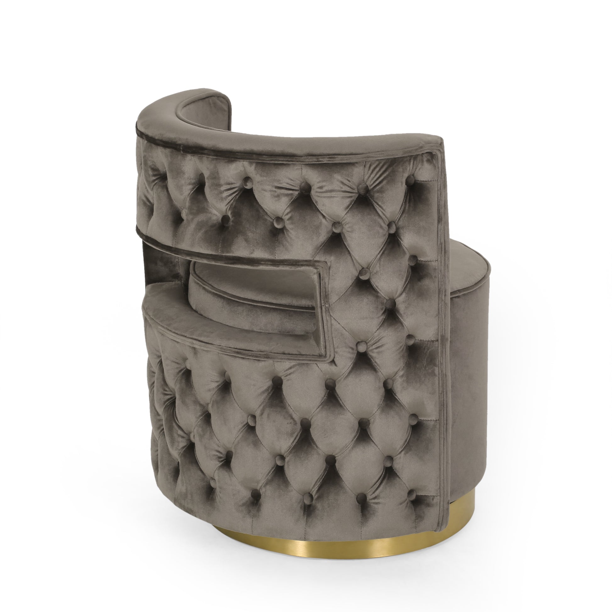 Swivel Arm Chair Grey Fabric