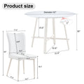Table And Chair Set, Mdf Desktop, White Metal Table Legs, Stable And Beautiful, Suitable For Most Styles Of Home. Modern Simple Dining Table, Comfortable Seating. White Seats 4 Mdf