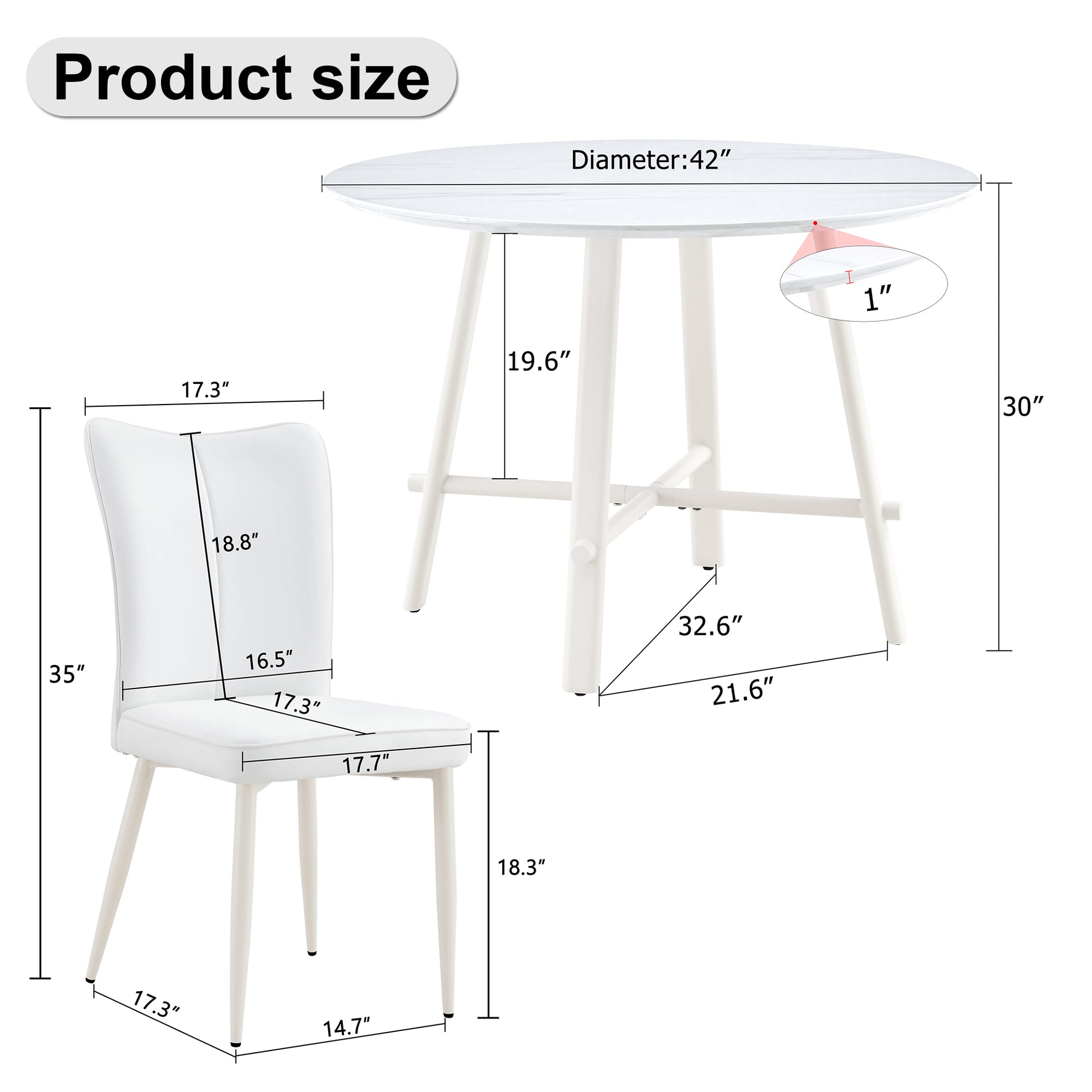 Table And Chair Set, Mdf Desktop, White Metal Table Legs, Stable And Beautiful, Suitable For Most Styles Of Home. Modern Simple Dining Table, Comfortable Seating. White Seats 4 Mdf