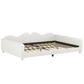 Full Size Upholstered Daybed, Sherpa Fabric Sofabed With Cloud Shaped Backrest, No Box Spring Needed, White Full White Wood Fabric