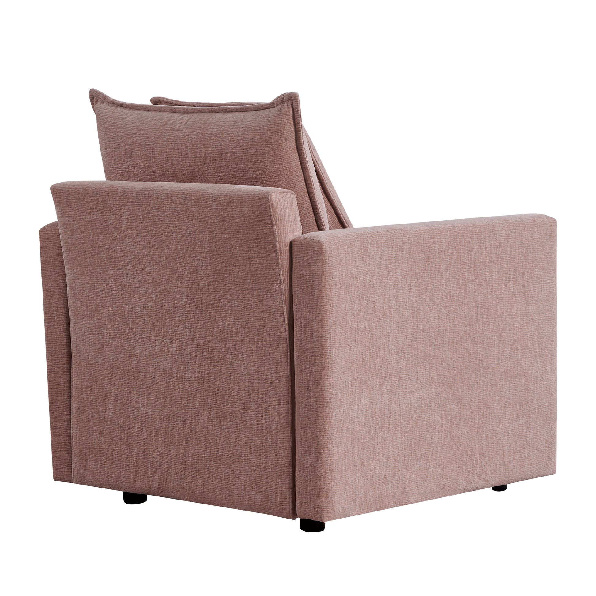 Chenille Fabric Comfy Deep Single Seat Sofa Upholstered Reading Armchair Living Room Pink Wood Foam Chenille 1 Seat