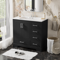 36 Inch Traditional Bathroom Vanity With Resin Sink Combo Set, Black Bathroom Cabinet With Two Doors And Four Drawers Black Bathroom Solid Wood Mdf Resin