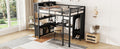Metal Loft Bed With Wardrobe And L Shaped Desk, Full Size Loft Bed With Storage Cubes And Shelves, Heavy Duty Loft Bed For Kids Teens Adults, Black Pre Sale Date: August 10Th Full Black Metal