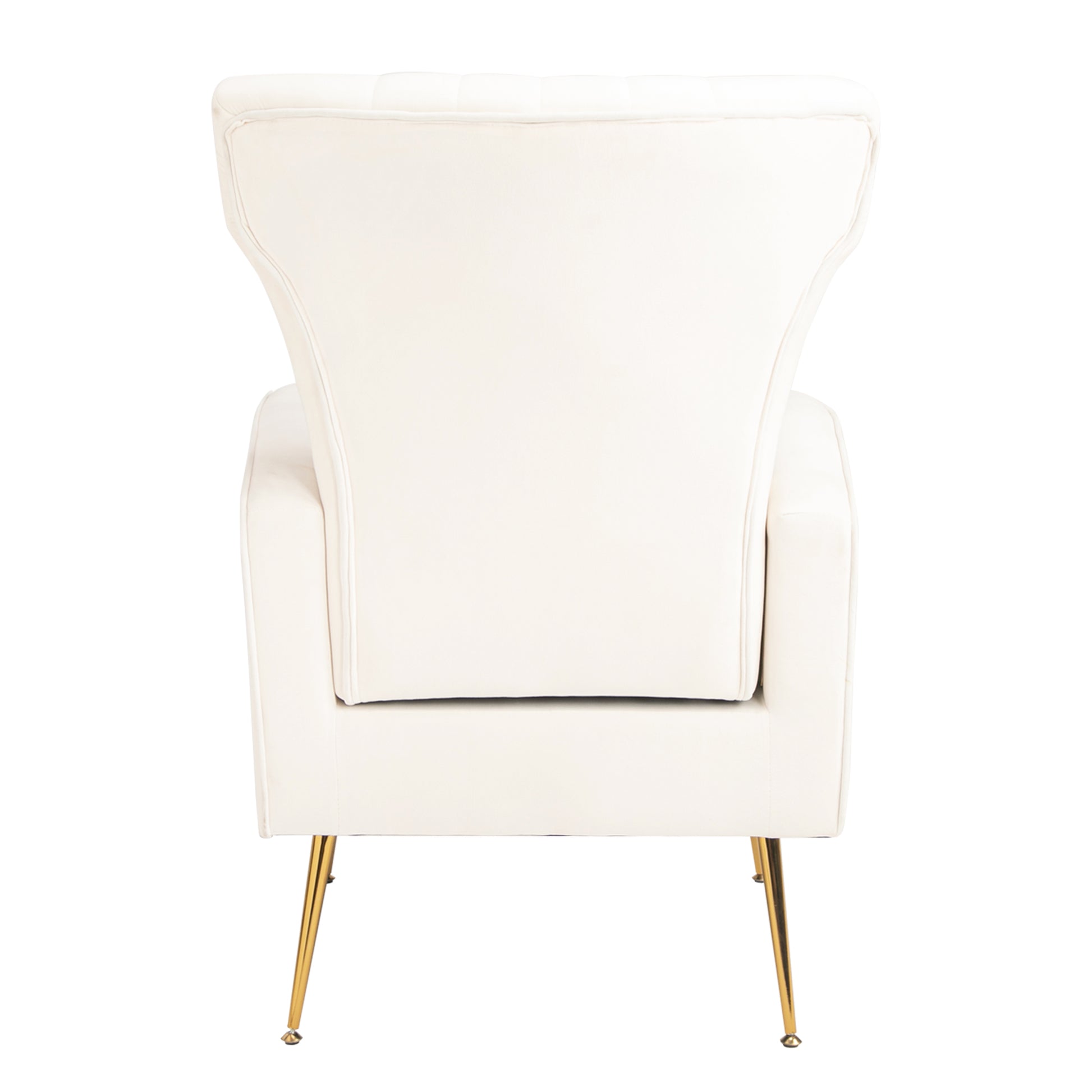 Velvet Accent Chair With Table, Wingback Arm Chair With Gold Legs, Upholstered Single Sofa For Living Room Bedroom, White White Velvet 1 Seat
