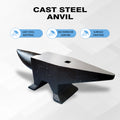 22Lbs Cast Steel Anvil, High Hardness Rugged Round Horn Anvil Blacksmith, Large Countertop And Stable Base, With Round And Square Hole, Metalsmith Tool For Bending And Shaping Black Carbon Steel