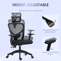 Vinsetto High Back Ergonomic Computer Home Office Chair, Mesh Task Chair With Lumbar Back Support, Reclining Function, Adjustable Headrest, Arms And Height, Black Black Polyester