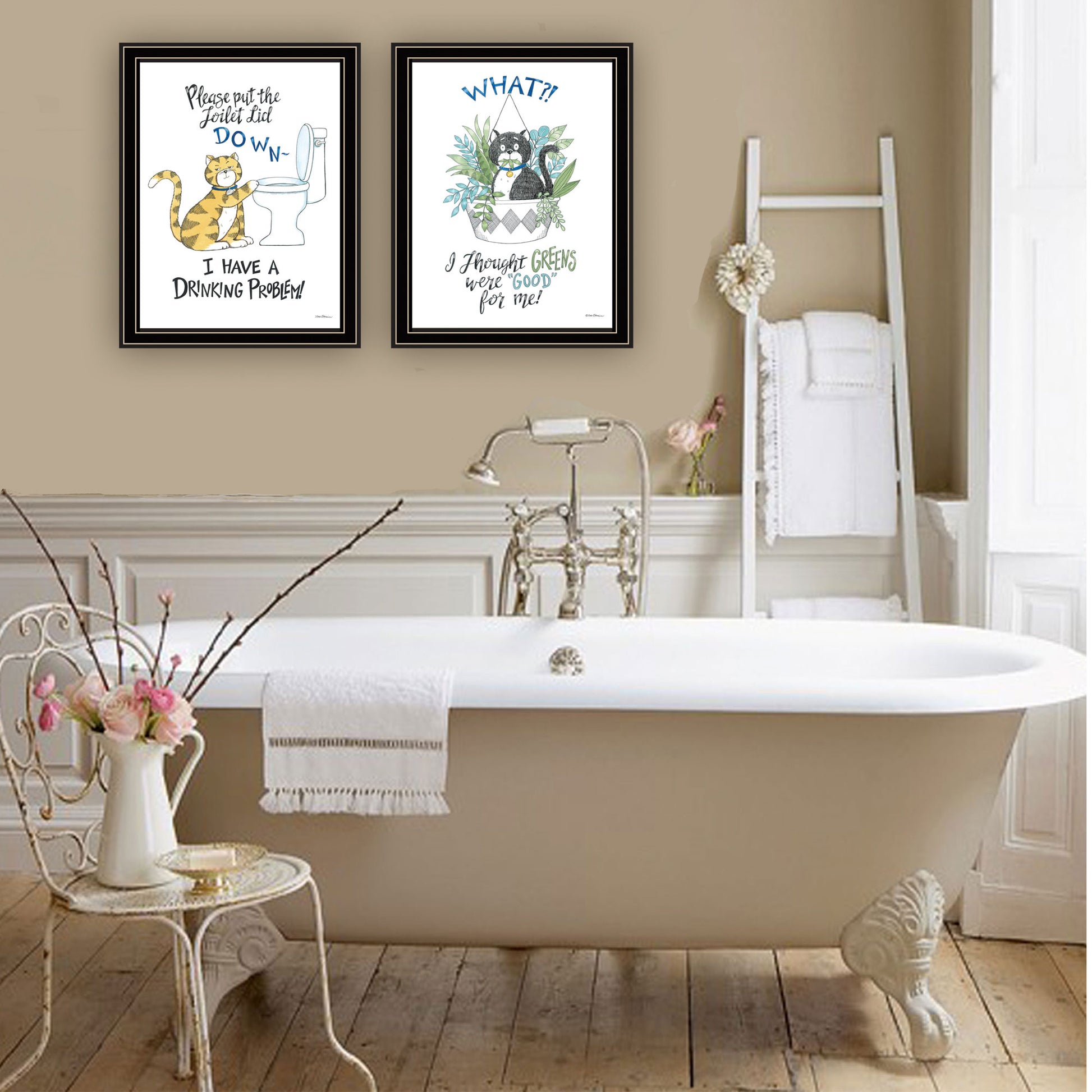 2 Piece Vignette I Have A Drinking Problem Black Framed Wall Art For Living Room, Bedroom Wall Art Print For Home Decor By Deb Strain Multicolor Wood Paper
