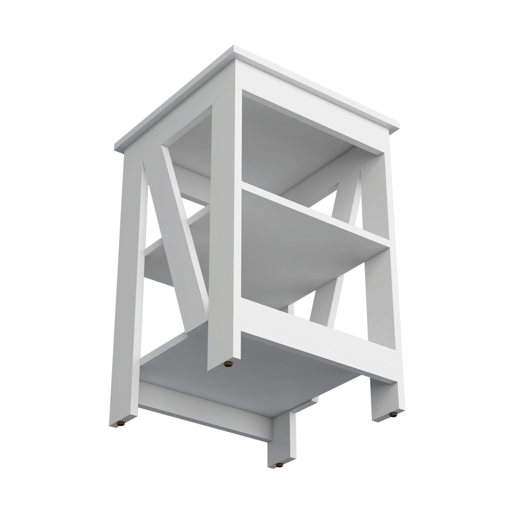 Clio Auxiliary Table, With Two Shelves White White Primary Living Space Manual Freestanding Pine Bookcase Rectangular Particle Board Engineered Wood