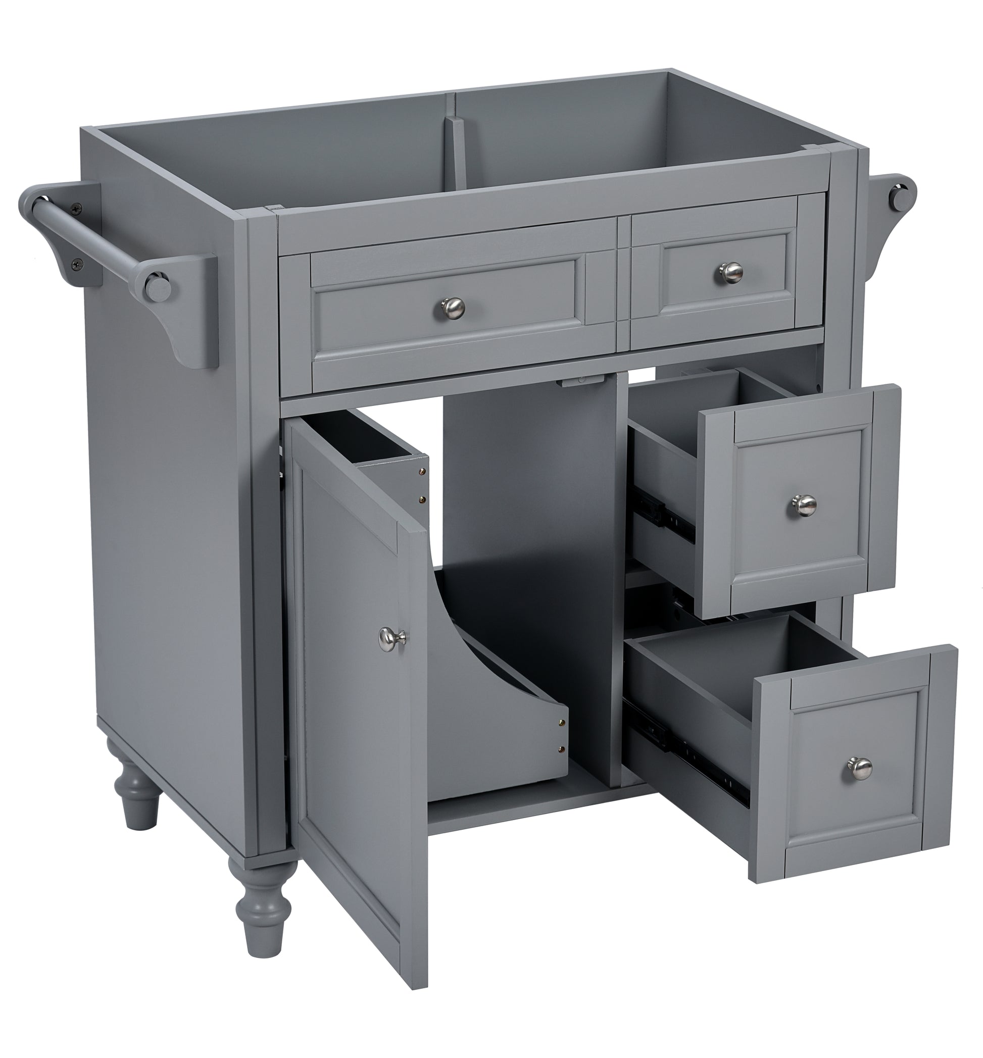 30'' Bathroom Vanity Without Top Sink, Modern Bathroom Storage Cabinet With 2 Drawers And A Tip Out Drawer Not Include Basin Grey Bathroom Modern Solid Wood Mdf
