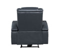Alair Power Motion Recliner W Bluetooth Speaker & Cooling Cup Holder, Blue & Black Leather Aire Lv02459 Blue Upholstered