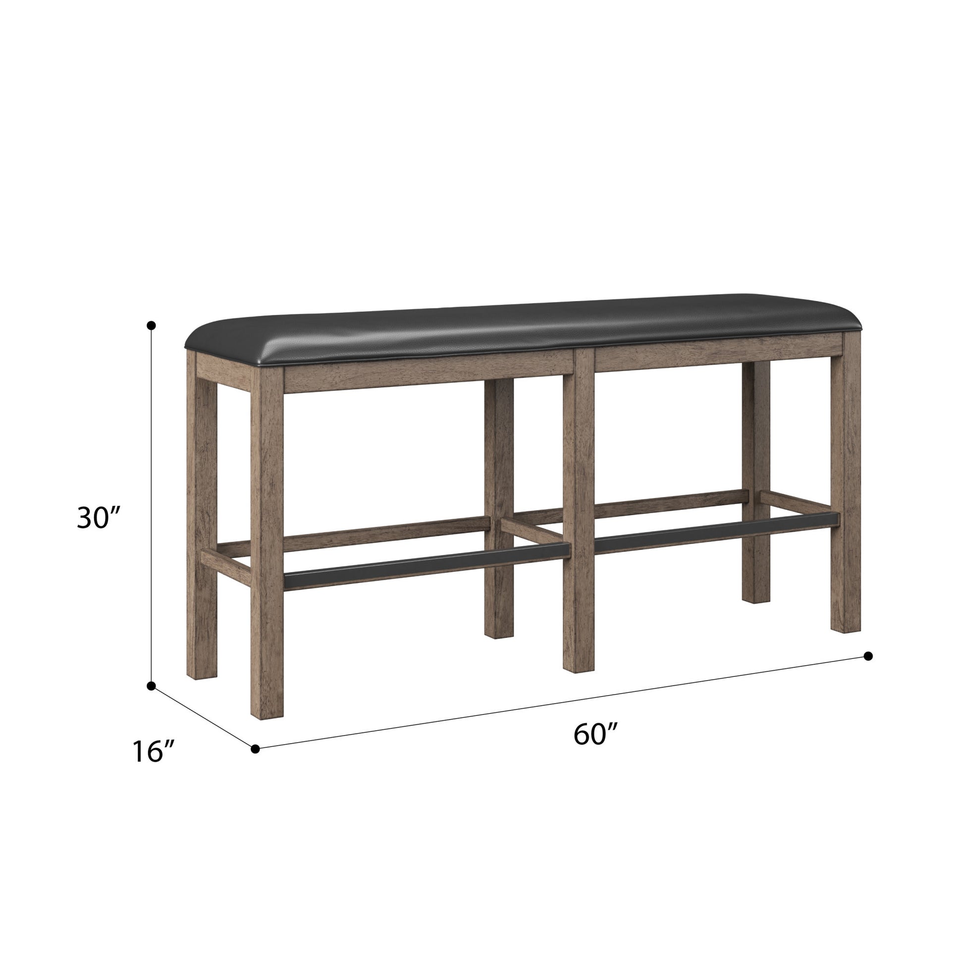 Benti Brown 60" Bar Height Bench Brown Solid Wood