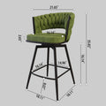 Bar Chair Linen Woven Bar Stool Set Of 4, Black Legs Barstools No Adjustable Kitchen Island Chairs,360 Swivel Bar Stools Upholstered Bar Chair Counter Stool Arm Chairs With Back Footrest, Green Green Foam Linen