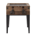 Rustic Oak And Matte Grey Accent Table With Tapered Leg Rustic Primary Living Space Square Wood Metal