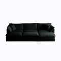 Comfortable Deep Seat Reversible Modular 6 Seater Sectional Super Soft Sofa U Shaped Sectional Couch With 3 Ottomans, 3 Toss Pillows And 2 Arm Pillows Black Chenille 3 Seat