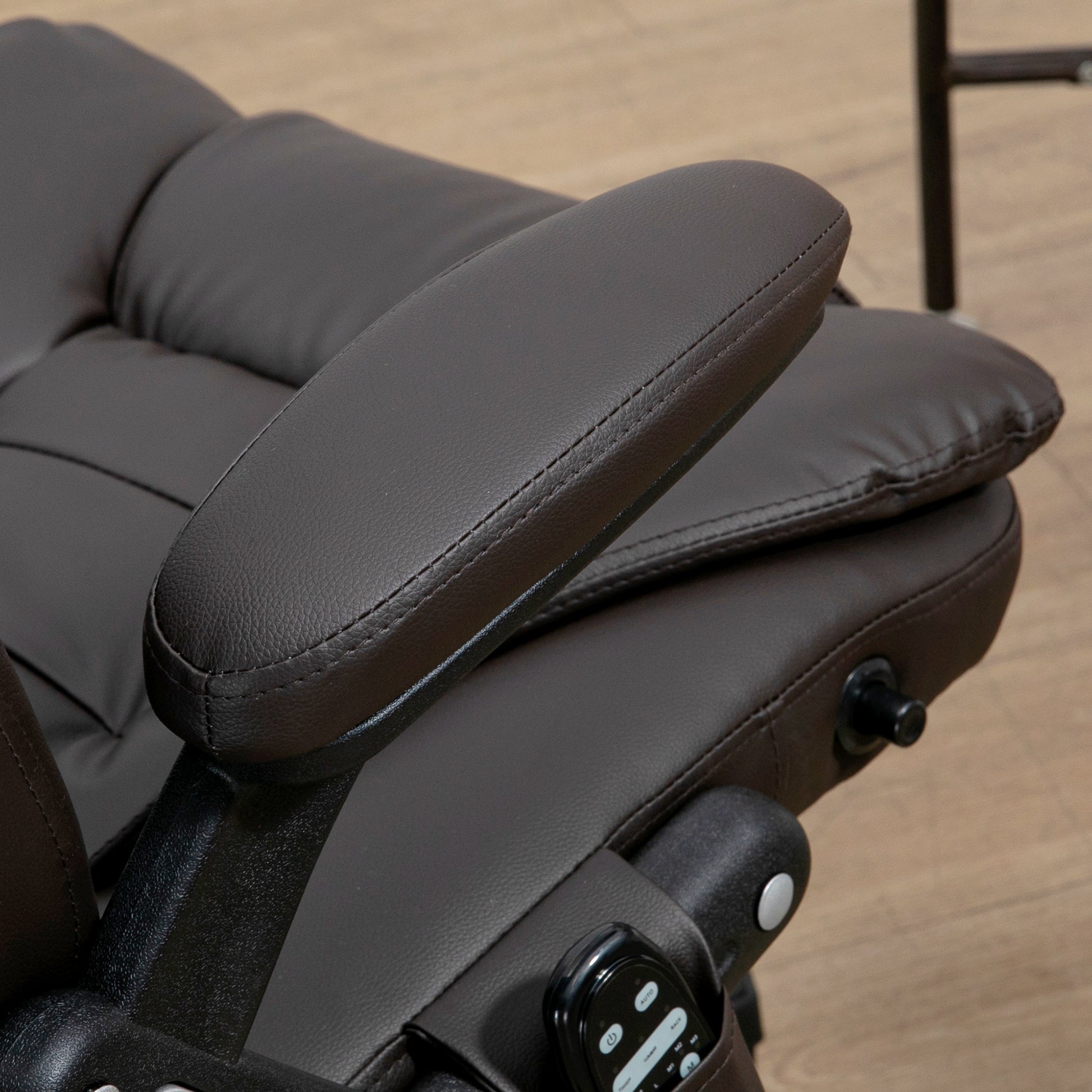 Homcom High Back Vibration Massage Office Chair With 6 Vibration Points, Heated Reclining Pu Leather Computer Chair With Armrest And Remote, Dark Brown Brown Pu