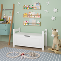 Kids Toy Box Chest, White Rubber Wood Toy Box For Boys Girls, Large Storage Cabinet With Flip Top Lid Safety Hinge, Toy Storage Organizer Trunk For Nursery, Playroom White Mdf