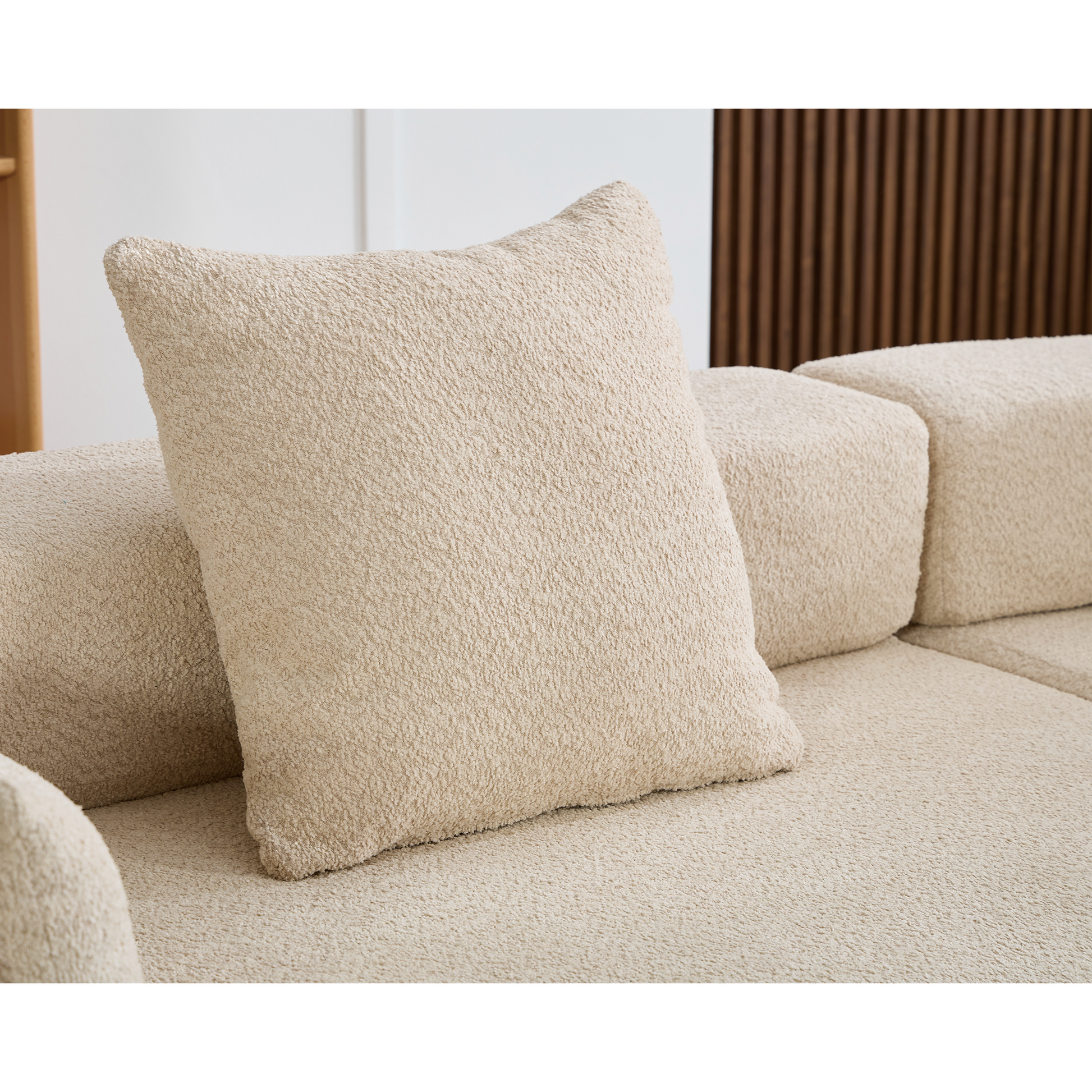 Arrived Oversized Combination Sofa,Curved Sofa,Upholstered 4 Seater Couch For Living Room, Modern Modular 3 Piece Free Combination, Semicircular Modular Sofaboucle, Khaki Khaki Polyester Primary Living Space Soft Tight Back Modern Square Arms Foam