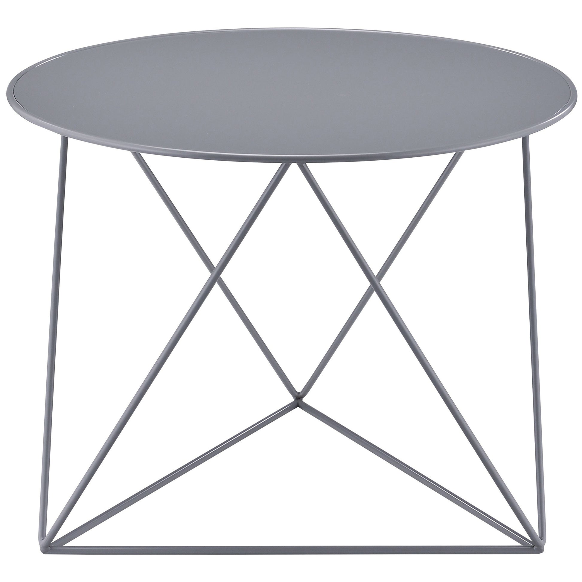 Grey Geometric Metal Base Accent Table Grey Primary Living Space Contemporary Round Metal