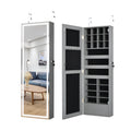 Fashion Simple Jewelry Storage Mirror Cabinet With Led Lights Can Be Hung On The Door Or Wall Grey Mdf