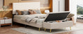 2 Pieces Bedroom Sets Queen Size Upholstered Bed Frame, Modern Corduroy Storage Ottoman,Beige Queen Beige 2 Piece Set Solid Wood Mdf