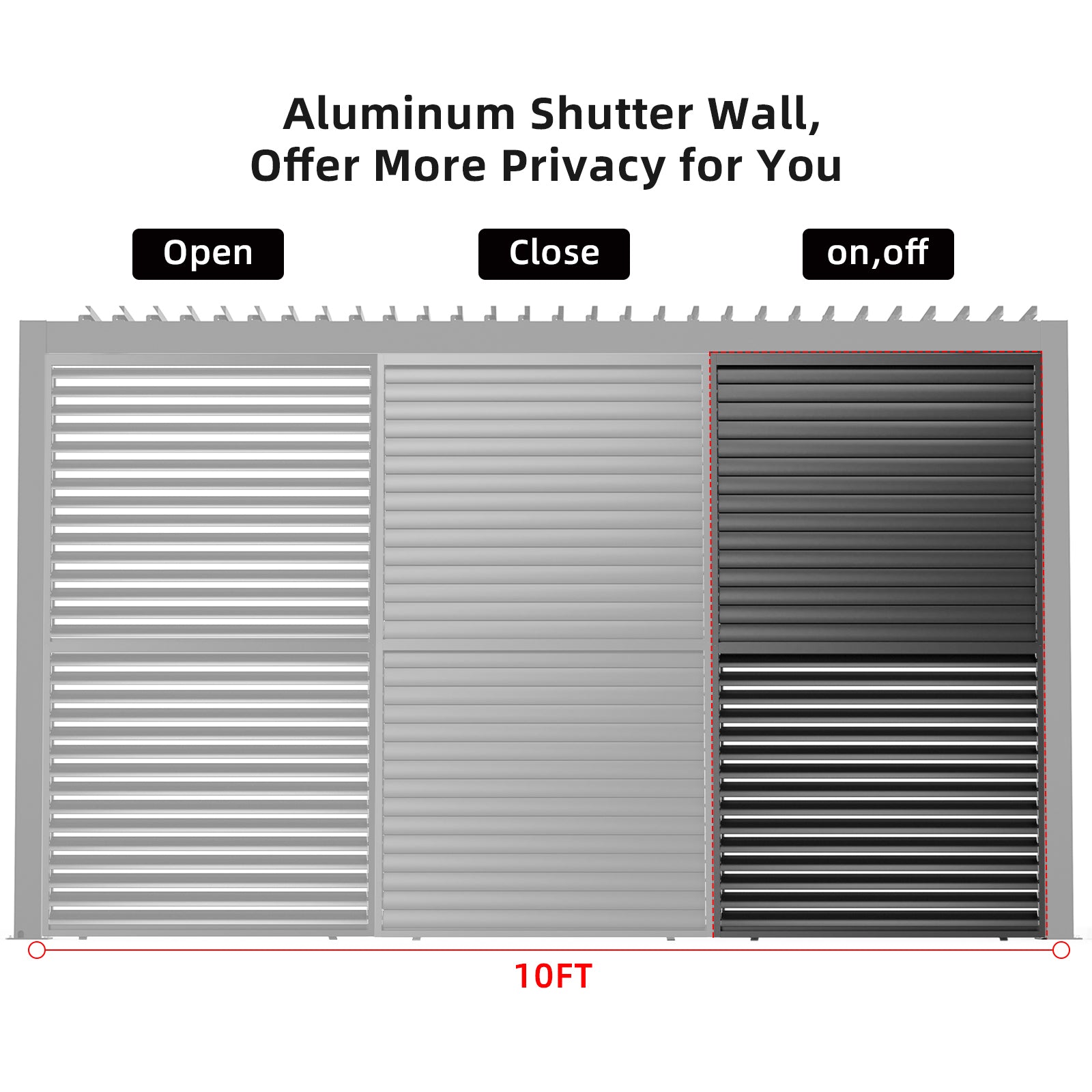 Louver Grille 1 3 10Ft Aluminum Frame & Louvers Black Aluminium