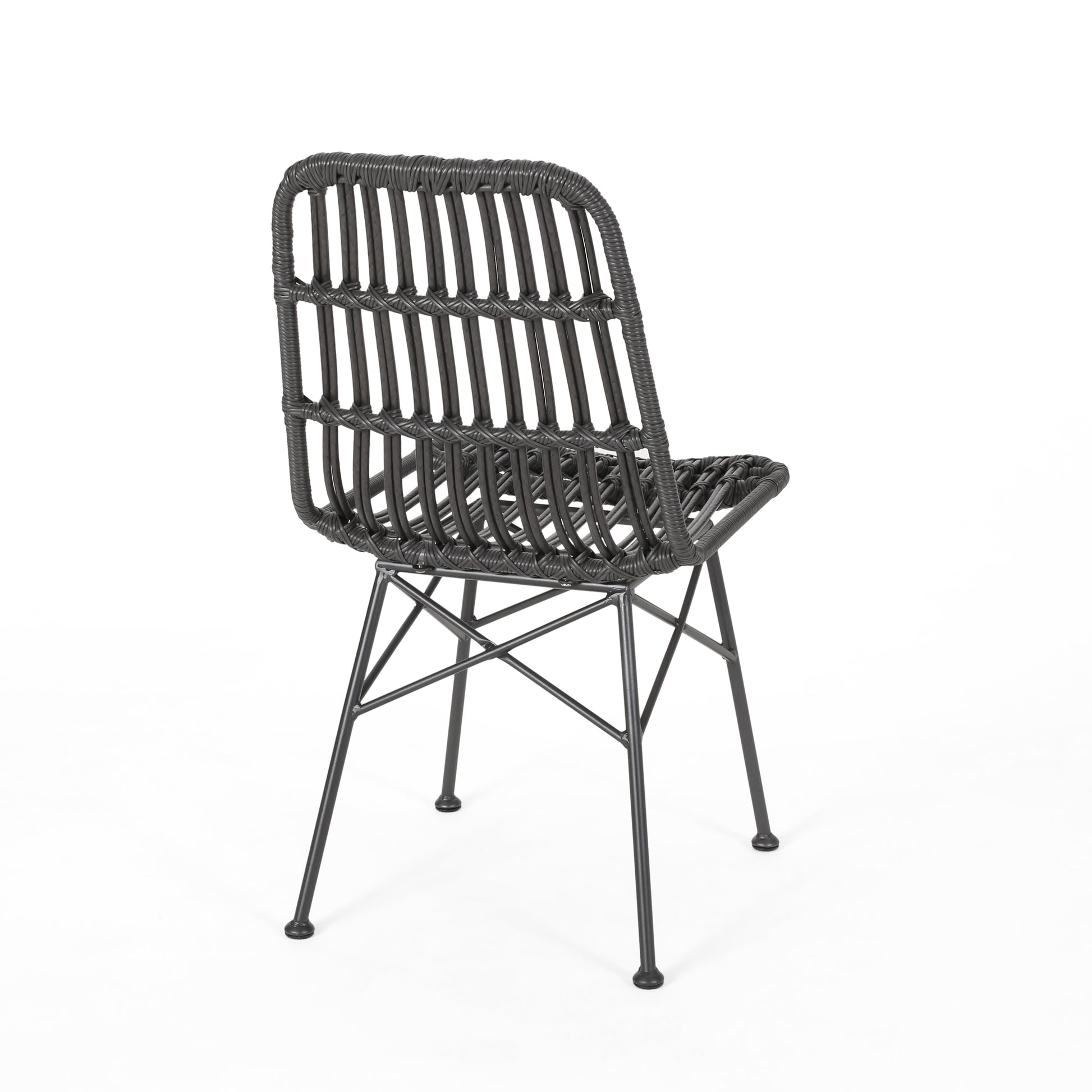 Sawtelle Chair Grey Rattan Metal