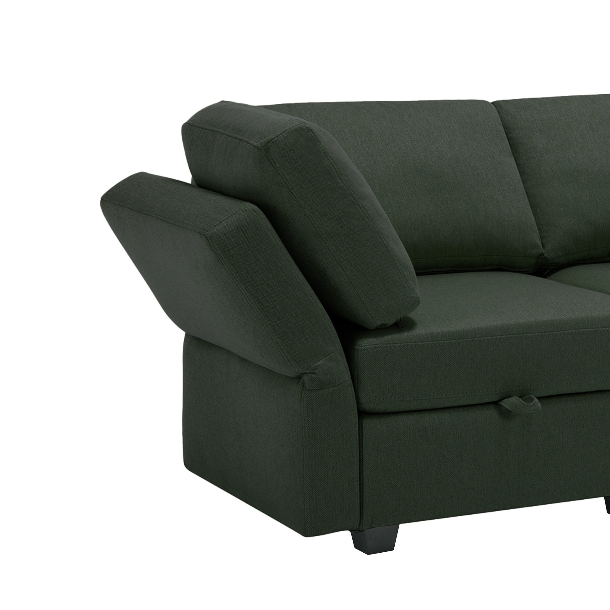 Convertible Sectional Sofa With Chaise, L Shaped Sofa Couch Modular Sectional Sofa With Storage Seats, Adjustable Arms And Backs Green Green Polyester 3 Seat